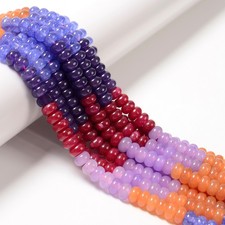 11-Multi-color Dyed Jade Smooth Rondelle Beads Size 5x8mm 15.3'' Strand