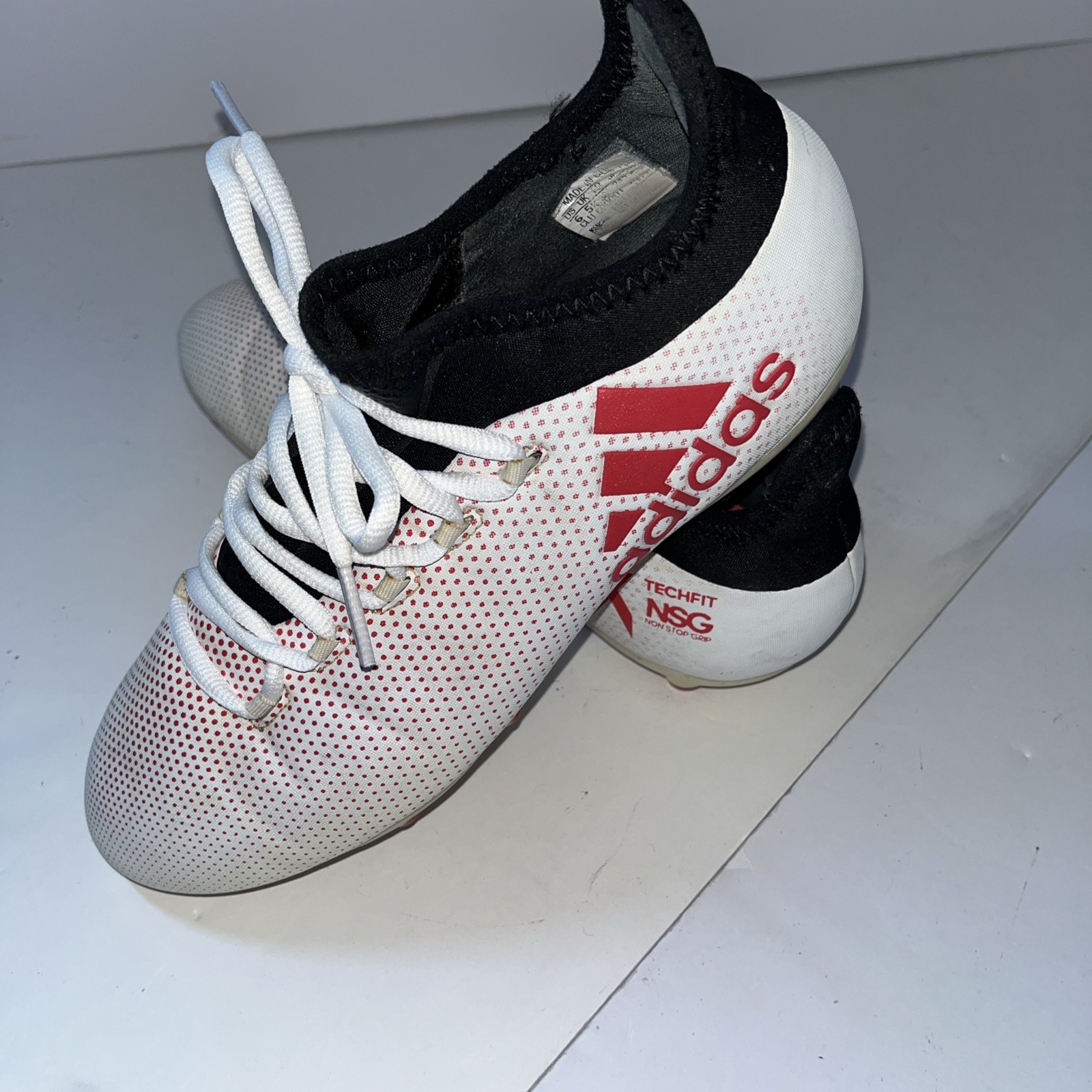 adidas X soccer cleats Size US 6. White With Red Dots Tech Fit. Non Stop Grip X thumbnail 4