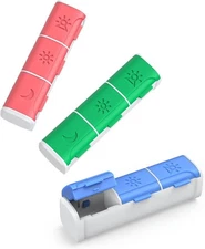 Pill Organizer 3 Times a Day, (3 Pack) Small 3 a Multicolor 