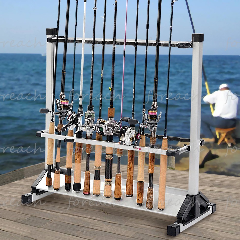 standing fishing rod holder White Free Rack 24 Rods A highly engineered solution that you can rely on. FENCL FISHING ROD support with