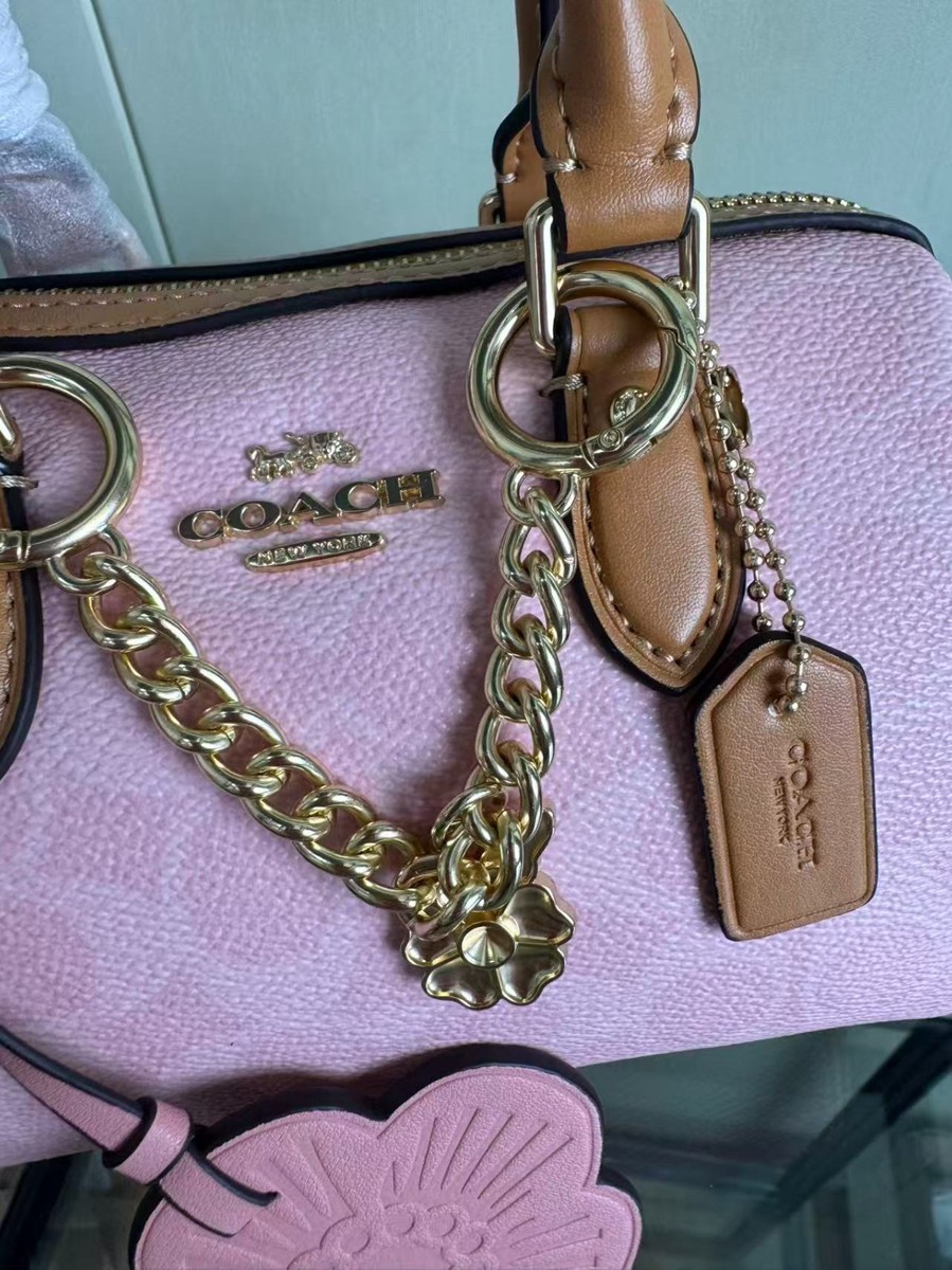 COACH Mini Rowan Crossbody Bag In Signature With Charms in Powder