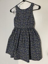 Polo Ralph Lauren Girls Navy Blue Floral Print Dress Size 7 Lined Classic Summer