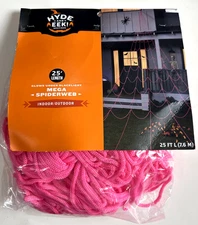 Hyde & Eek Pink Spiderweb Mega 25’ Glows Under Black Light Halloween 25ft Decor