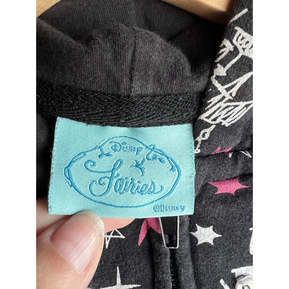 Disney Fairies TINKER BELL Negro y Rosa Sudadera con Capucha Cremallera Chaqueta Niñas GRANDE Foto 3 de 4