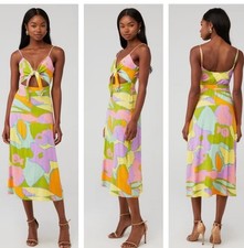 Show Me Your Mumu Moby Tie Cutout Midi  Dress Summer Sorbet Print Size XS