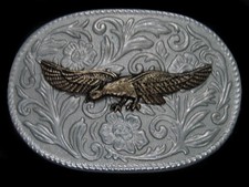 TG07101 VINTAGE 1970s BALD EAGLE WESTERN COWBOY BELT BUCKLE