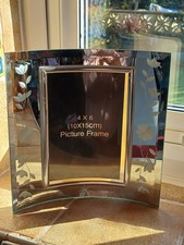 Etched Bevelled Mirror Curved Glass Photo (4 x 6") Frame VTG 80s VGC 8 x 8"