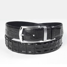 No Jointed Real Crocodile Men's Skin Belt Black Leather Belt 1.5'' W Casual Belt