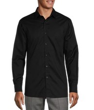 Hart Schaffner Marx Men's SZ L State Street Luxury LS Button up Shirt Navy Blue