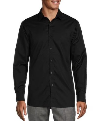 Hart Schaffner Marx Men's SZ L State Street Luxury LS Button up Shirt Navy Blue