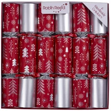 Robin Reed H5 Christmas 6 -12" Party Crackers Silver White Trees 62501 COOKSHOP