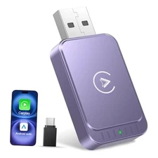  Wireless Carplay & Android Auto Wireless Adapter 2-in-1 Fast & Stable Purple