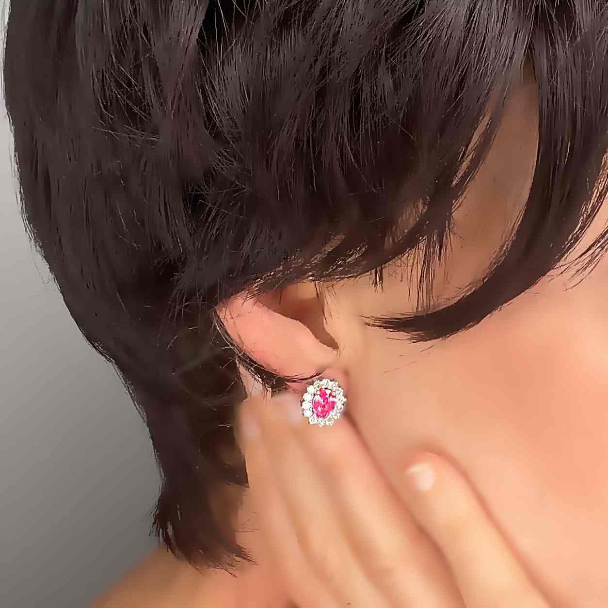OOAK Rare Unheated Padparadscha Sapphire Diamond 18K Gold Earrings image 6