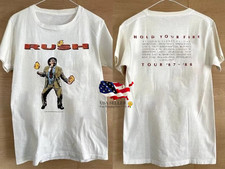 Rush Hold Your Fire Tour Music 87 88 Vintage White T-Shirt Gift Fans Full Size