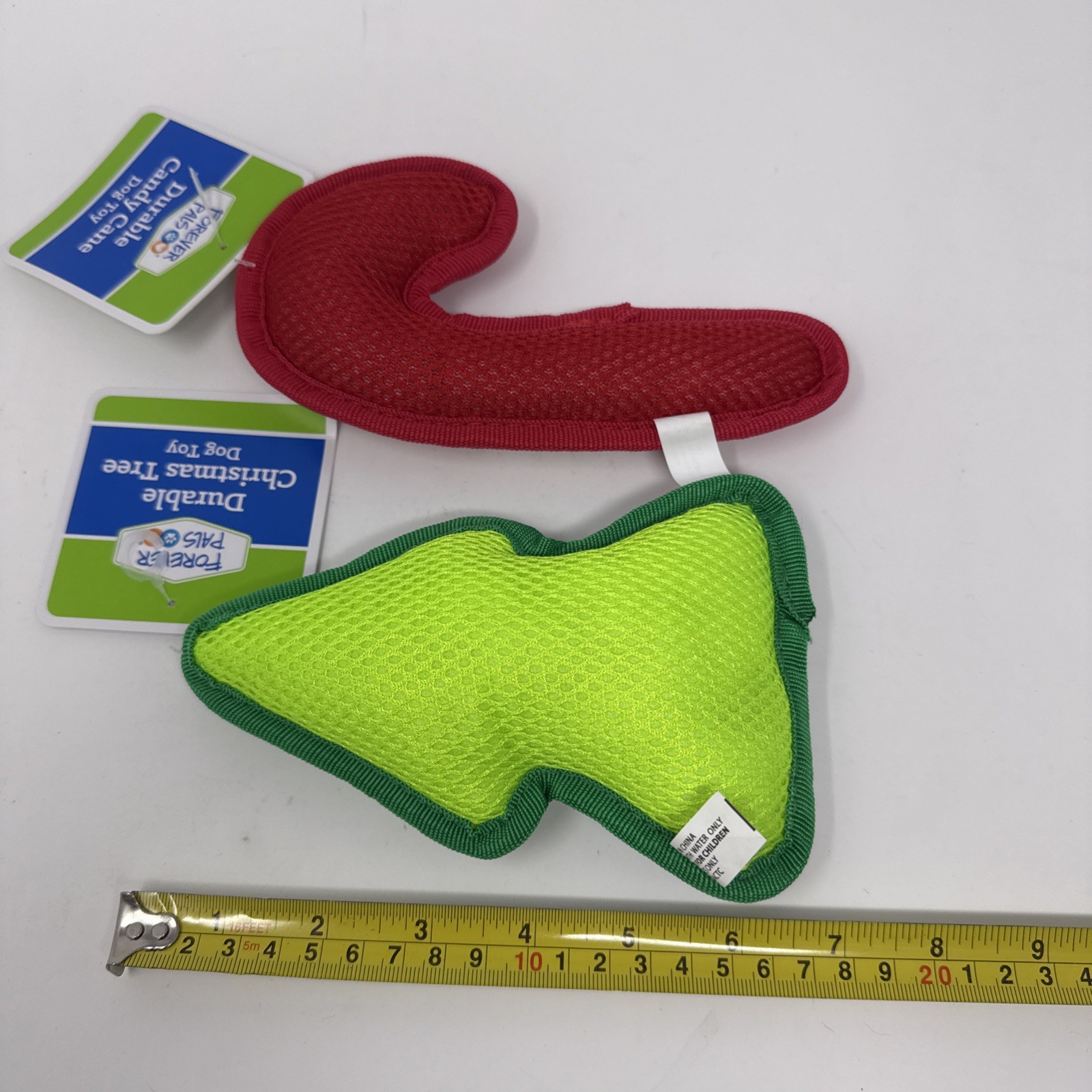 Lot of 2 Forever Pals Holiday Festive Dog Toys Plush Christmas Tree Candy Cane