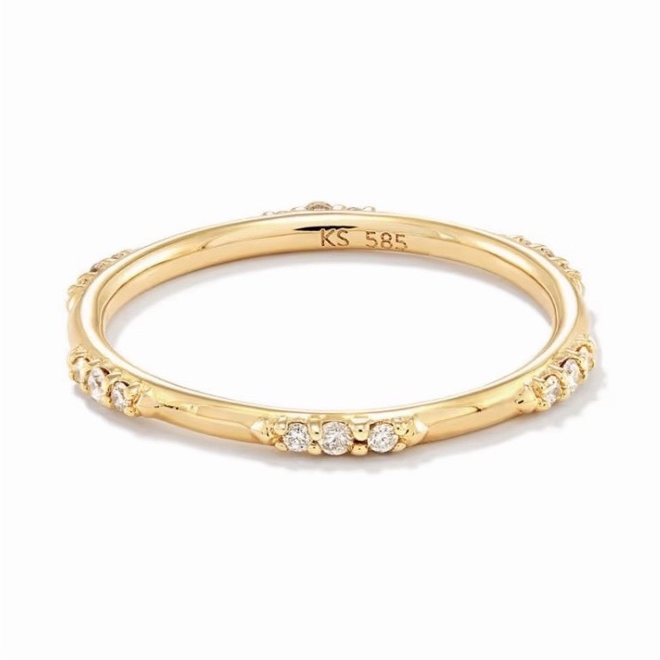 Kendra Scott Astrid 14k Gold Signed Band Ring with 0.14 ct genuine Diamonds Sz 6