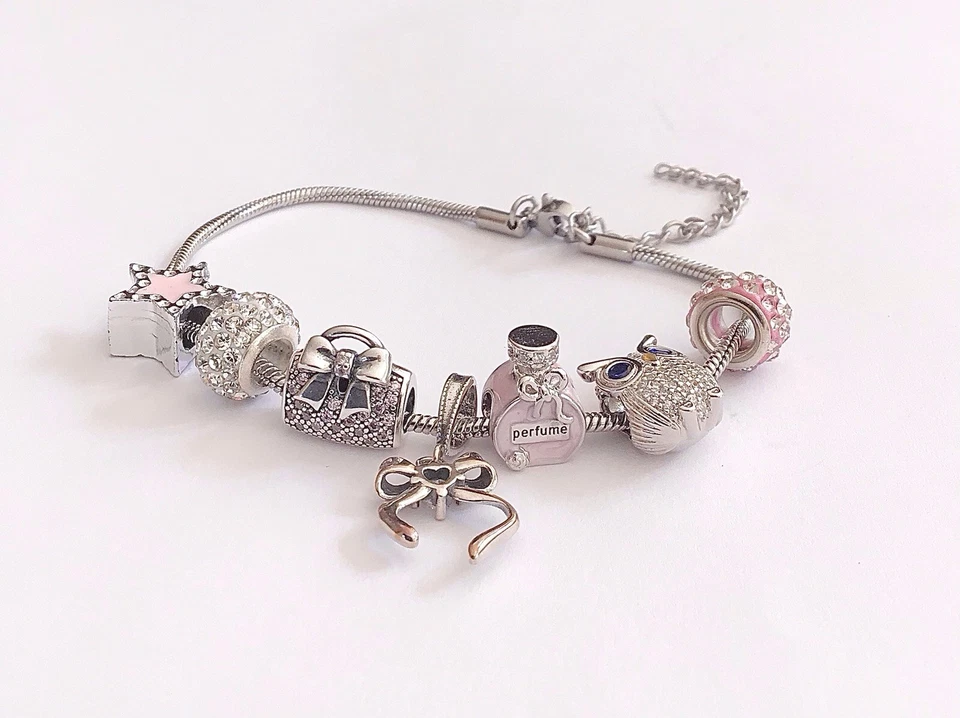 Charm Anhänger „Perfume“ + Accessoires Silber plattiert Schlangenarmband🎀 - Bild 2 von 4