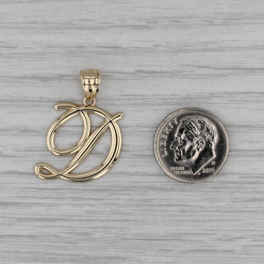 Scripted Letter Initial "D" Pendant 10k Yellow Go… - image 5