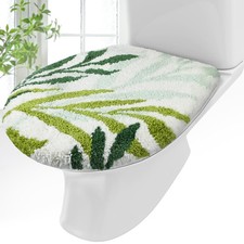 Green Leaves Toilet Seat Covers Bathroom Toilet Lid Cover Soft Microfiber 17....