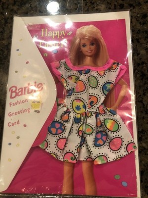 BARBIE Vintage 1995 Fashion Greeting CardHappy Easter Card NIP With Barbie Dress