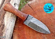 CUSTOM MADE HAND FORGED DAMASCUS STEEL BLADE THROWING BOOT KNIFE HUNTING 869