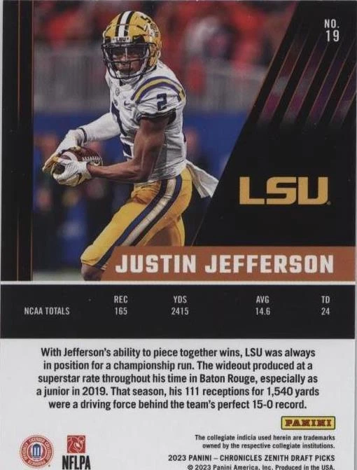 2023 Panini Chronicles Draft Picks Justin Jefferson #19 - 2 of 2