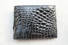 Genuine Crocodile Leather Skin Men's Money Clip Bifold Wallet Black
