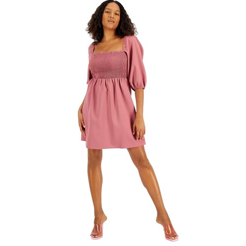 knee length dresses for ladies SPLIT V NECK 3/4 SLEEVE MINI DRESS main image 0