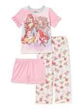 New Disney Princess Girls Short Sleeve Top, Shorts  Pants Pajama Set 4 6 8 10