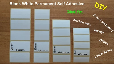 EVERGREEN GOODS LABELS White Labels Self Adhesive sticky Write On Address Food Freezer 50 / 100 50x25mm
