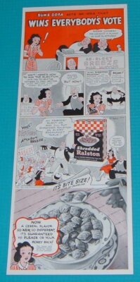 1940 PRINT AD~SHREDDED RALSTON PURINA CEREAL PAUL FUNG COMIC ART Dumb Dora