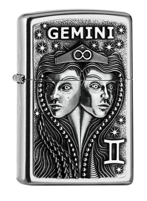 ZIPPO - BENZIN - FEUERZEUG - GEMINI EMBLEM - ZWILLING - ZUBEHÖR NACH WAHL -