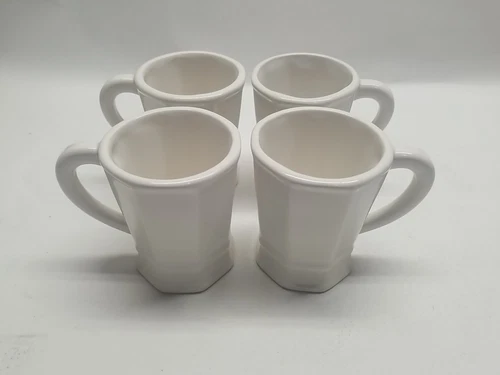 Pfaltzgraff Heritage White Mug Cup Octagonal Base Farmhouse Country Lot of 4