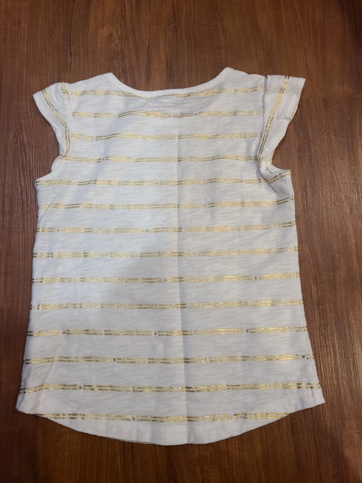 Kids Girls Jumping Bean White Sleeveless Tee With Gold Stripes Size 6 - Image 3 of 3