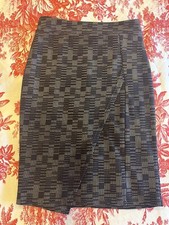 Maeve by Anthropologie faux wrap skirt M medium black gray geometric pattern