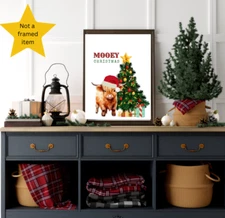 Highland Cow Farmhouse Baby Cow Mooey Christmas Digital Wall Art Printable Decor