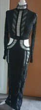 Navy Black Shimmer Evening Party Gown - Size 8