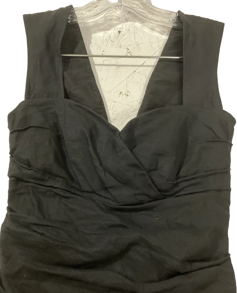 Nichole Miller Vintage Women’s Black Ruched Slim Dress Size 8 Stretchy Late 80’s - Image 3 of 4