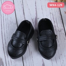 1/4 BJD Retro Leather Shoes Doll Flat Shoes with Rivets Black/Brown 6.4 3.0cm