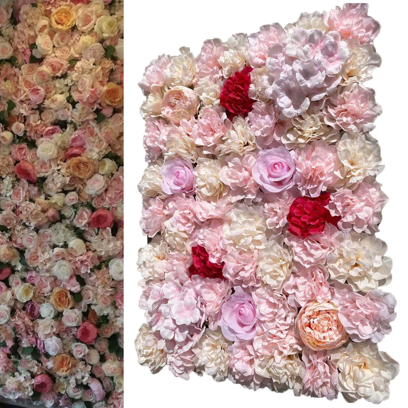 20 Pcs Artificial Silk Flower Wall Panels Wedding Party Venue Decors Wall Panels