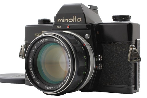 Vintage Minolta SR-T 101 Camera with Two Lenses, Flash, Manual and