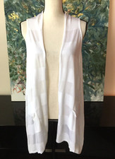 Chicos 1 White Vest Cardigan Cotton Rayon High/Low