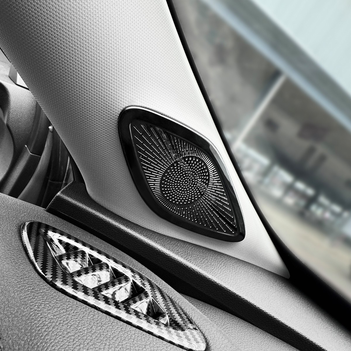 2PCS Black Tweeter Speaker A-Pillar Decoration Cover Trim For
