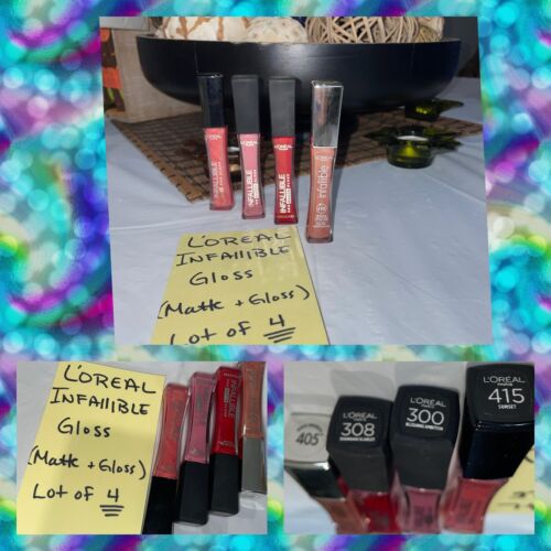 L'Oreal Infallible Pro Matte Lip Gloss Lot 4 300 308 405 415 Red Nude & Pink 8HR - Picture 1 of 9