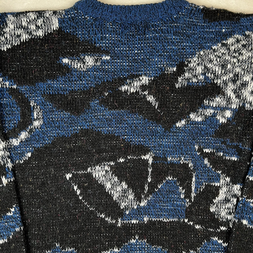 METHOD Sweater Men's Large Blue Black Crewneck Acrylic Wool Pullover Crosby 80's - Picture 10 of 21