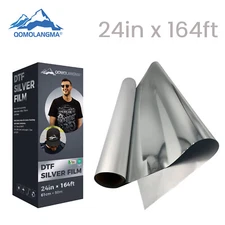 US Stock 24in x 164ft DTF Silver Foil Film Roll DTF Transfer Film Roll Cold Peel