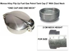 2 INCH MONZA FLIP UP ALLOY PETROL FUEL FILLER CAP WITH STEEL NECK #