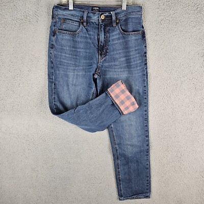 J Crew Jeans Mens 30x30 Blue The Sutton Flannel Lined Straight Denim | eBay