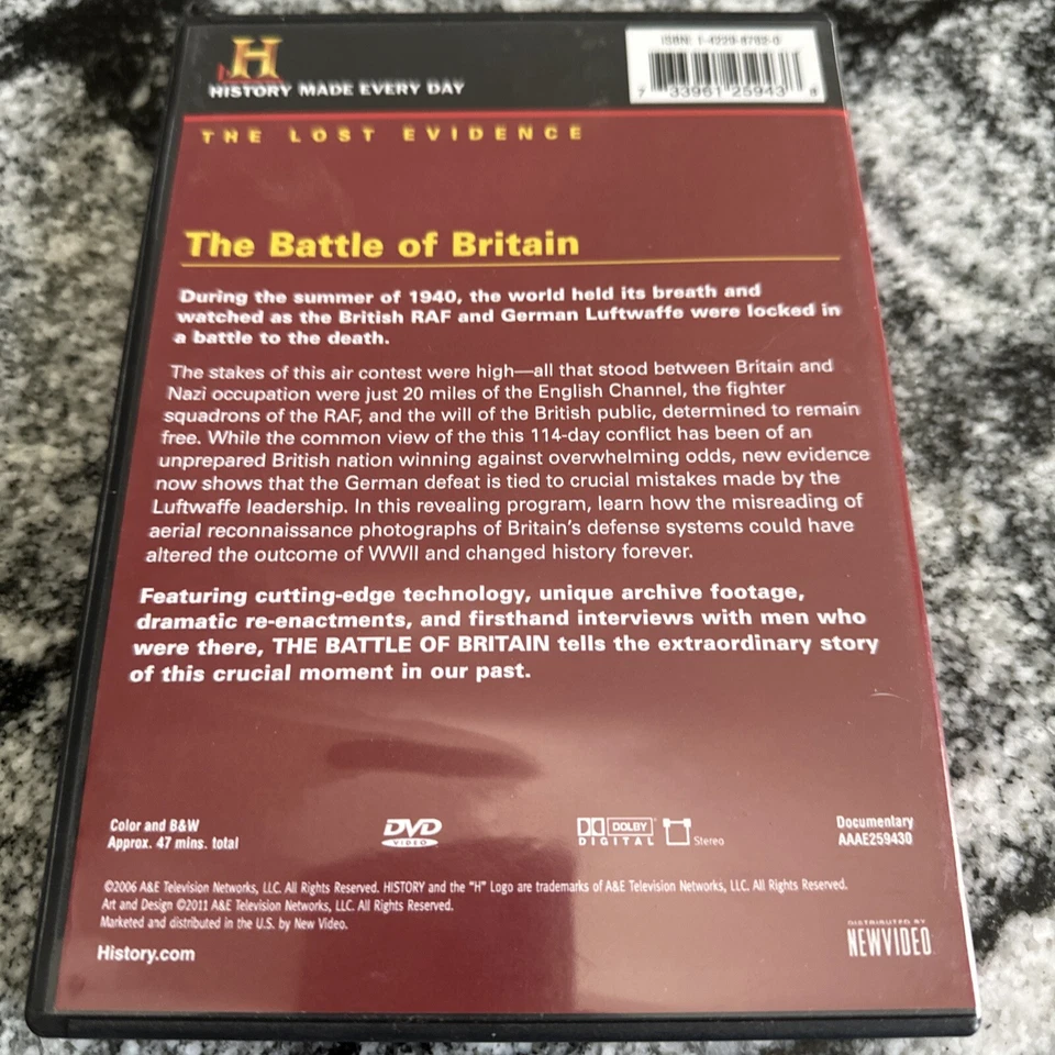 THE BATTLE OF BRITAIN WWII Spitfire RAF Luftwaffe Fighter History Channel LN DVD Foto 2 de 4