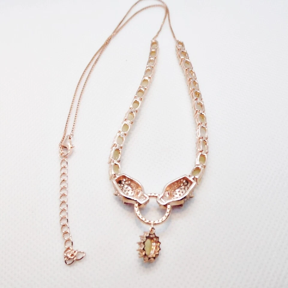 Welo Opal CZ Collier Tiger Leopard 925 Silber 585 Roségold vergoldet 46 & 5 cm - Bild 3 von 4